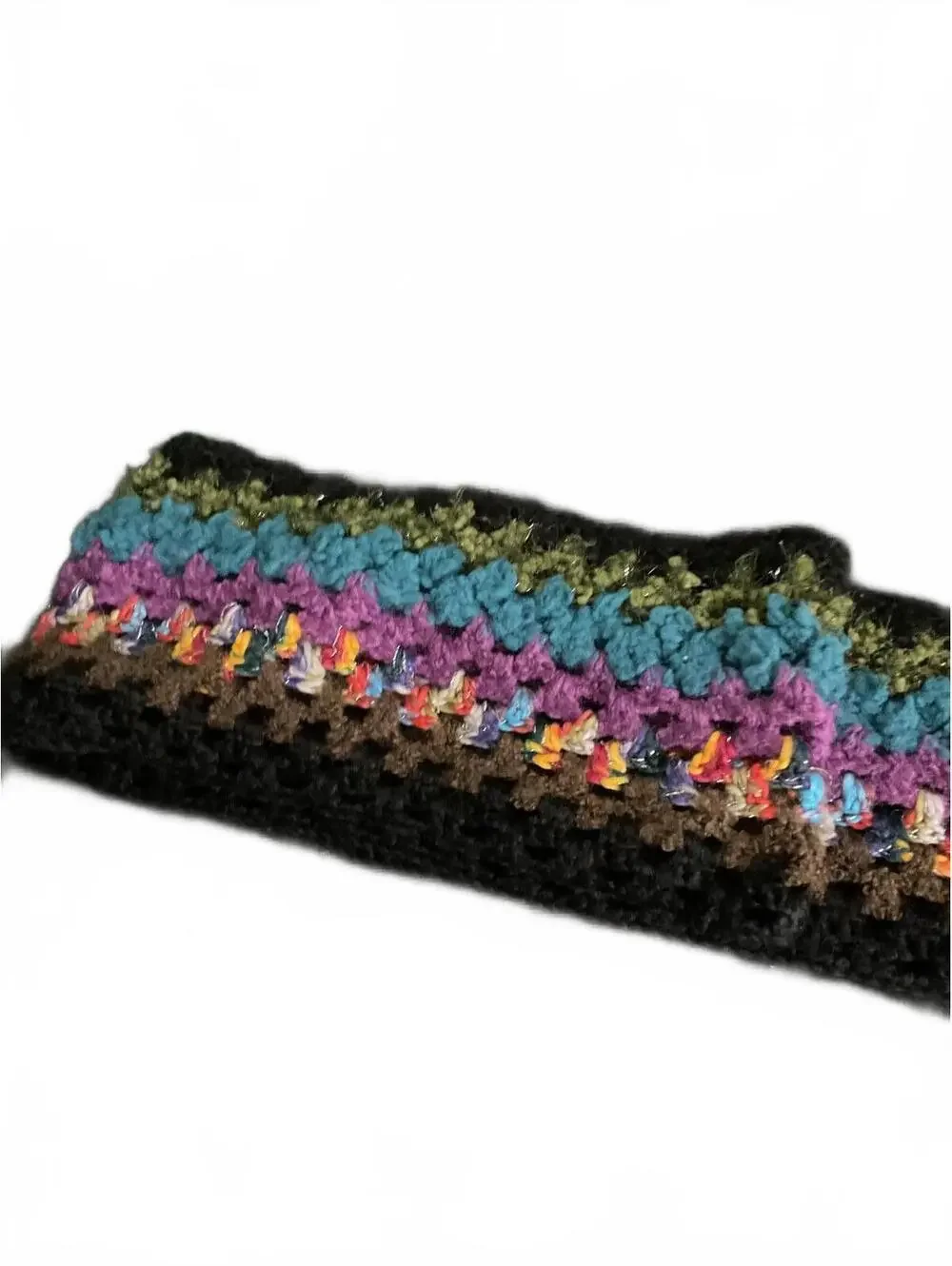 Colorful Handmade Crocheted Scarf with Fringe